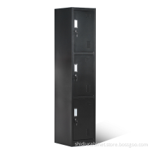 Black Metal Locker Storage Cabinet Staff 3 Tier